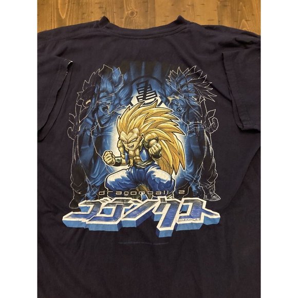 Vintage RARE 2002 Dragon Ball Z Gotenks Navy blue Graphic T-Shirt 2XL - Picture 2 of 16